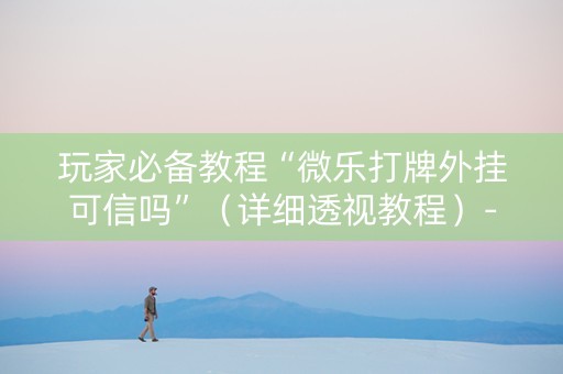 玩家必备教程“微乐打牌外挂可信吗”（详细透视教程）-哔哩哔哩