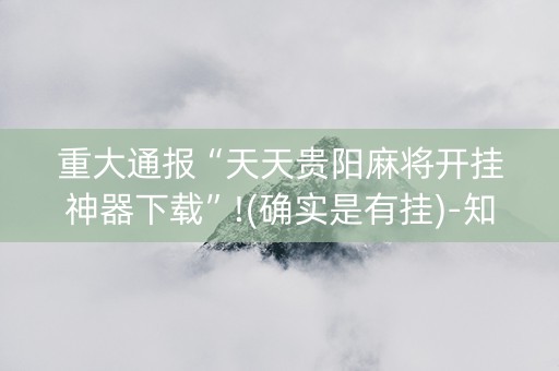 重大通报“天天贵阳麻将开挂神器下载”!(确实是有挂)-知乎