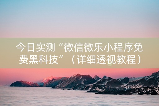 今日实测“微信微乐小程序免费黑科技”（详细透视教程）-哔哩哔哩