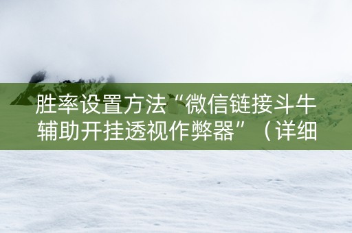 胜率设置方法“微信链接斗牛辅助开挂透视作弊器”（详细透视教程）-哔哩哔哩