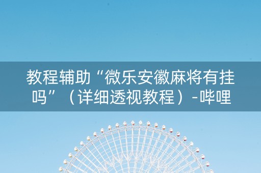 教程辅助“微乐安徽麻将有挂吗”（详细透视教程）-哔哩哔哩