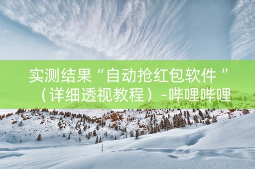 实测结果“自动抢红包软件 ”（详细透视教程）-哔哩哔哩