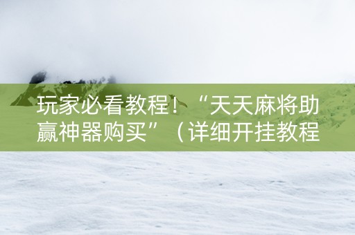 玩家必看教程！“天天麻将助赢神器购买”（详细开挂教程）-哔哩哔哩