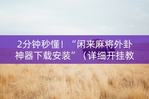 2分钟秒懂！“闲来麻将外卦神器下载安装”（详细开挂教程）-哔哩哔哩