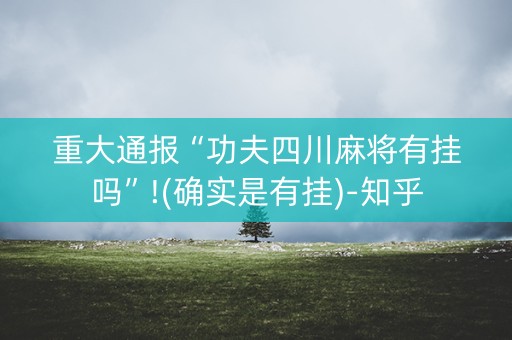 重大通报“功夫四川麻将有挂吗”!(确实是有挂)-知乎