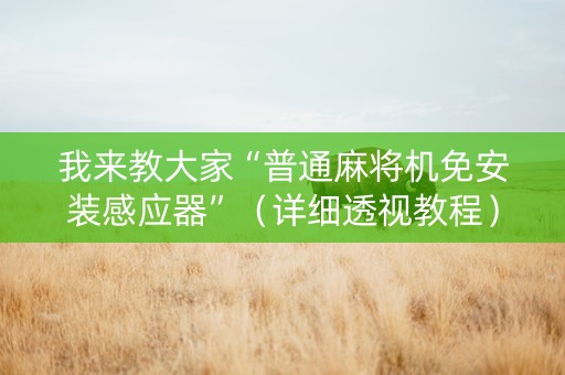 我来教大家“普通麻将机免安装感应器”（详细透视教程）-哔哩哔哩