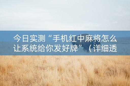 今日实测“手机红中麻将怎么让系统给你发好牌”（详细透视教程）-哔哩哔哩