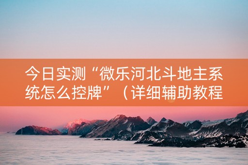 今日实测“微乐河北斗地主系统怎么控牌”（详细辅助教程）-哔哩哔哩