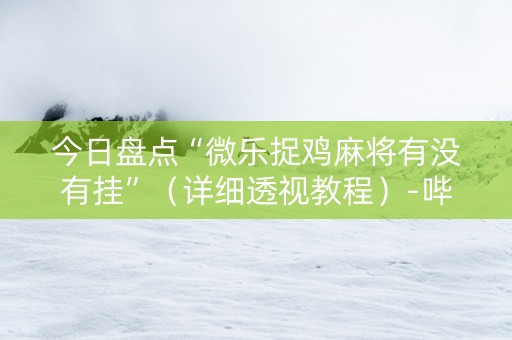 今日盘点“微乐捉鸡麻将有没有挂”（详细透视教程）-哔哩哔哩
