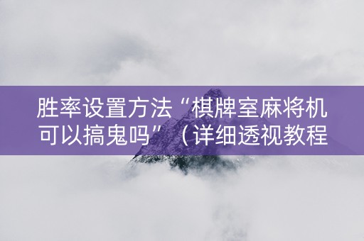 胜率设置方法“棋牌室麻将机可以搞鬼吗”（详细透视教程）-哔哩哔哩