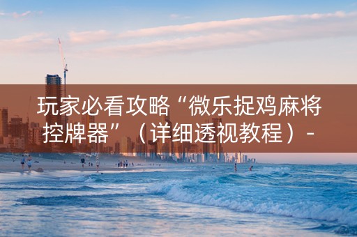 玩家必看攻略“微乐捉鸡麻将控牌器”（详细透视教程）-哔哩哔哩