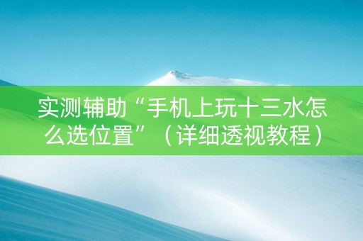 实测辅助“手机上玩十三水怎么选位置”（详细透视教程）-哔哩哔哩