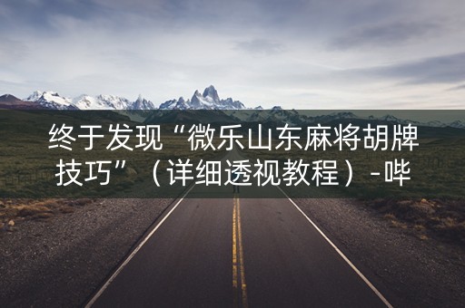 终于发现“微乐山东麻将胡牌技巧”（详细透视教程）-哔哩哔哩
