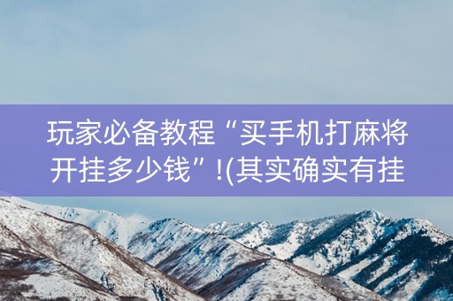 玩家必备教程“买手机打麻将开挂多少钱”!(其实确实有挂)-知乎