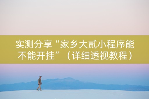 实测分享“家乡大贰小程序能不能开挂”（详细透视教程）-哔哩哔哩