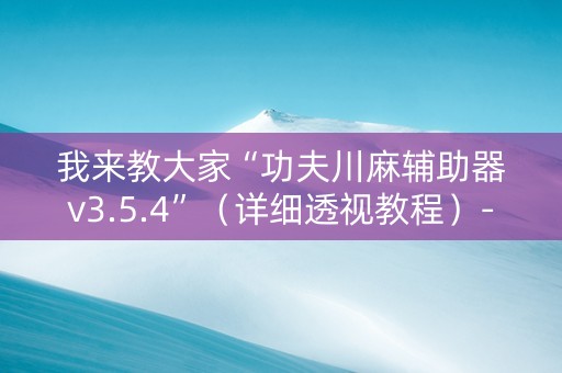 我来教大家“功夫川麻辅助器v3.5.4”（详细透视教程）-哔哩哔哩