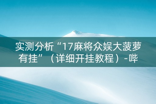 实测分析“17麻将众娱大菠萝有挂”（详细开挂教程）-哔哩哔哩