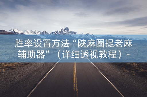 胜率设置方法“陕麻圈捉老麻辅助器”（详细透视教程）-哔哩哔哩