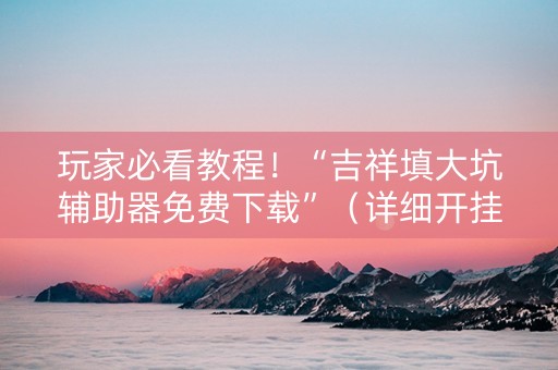 玩家必看教程！“吉祥填大坑辅助器免费下载”（详细开挂教程）-哔哩哔哩