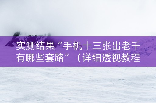 实测结果“手机十三张出老千有哪些套路”（详细透视教程）-哔哩哔哩