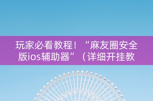 玩家必看教程！“麻友圈安全版ios辅助器”（详细开挂教程）-哔哩哔哩