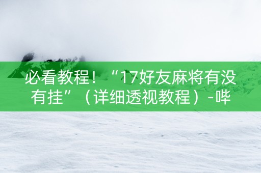必看教程！“17好友麻将有没有挂”（详细透视教程）-哔哩哔哩