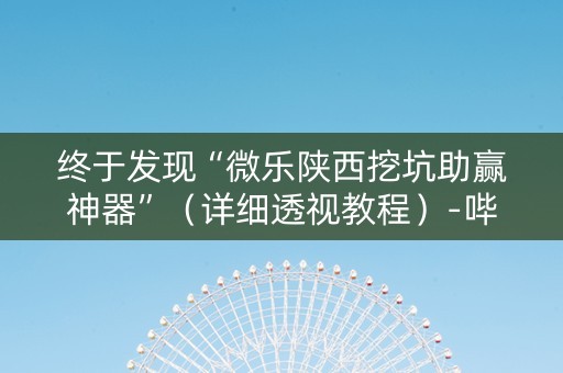 终于发现“微乐陕西挖坑助赢神器”（详细透视教程）-哔哩哔哩