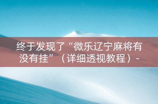 终于发现了“微乐辽宁麻将有没有挂”（详细透视教程）-哔哩哔哩