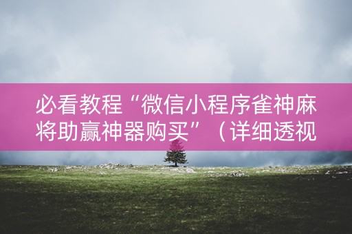 必看教程“微信小程序雀神麻将助赢神器购买”（详细透视教程）-哔哩哔哩