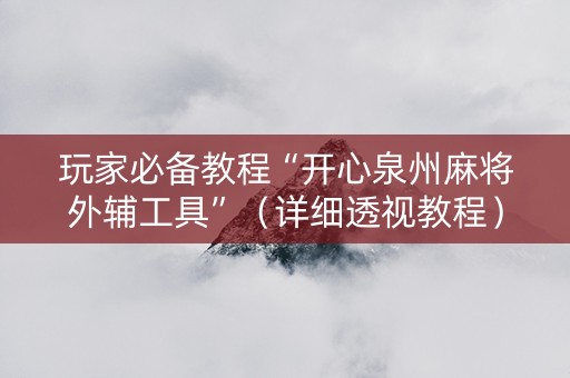 玩家必备教程“开心泉州麻将外辅工具”（详细透视教程）-哔哩哔哩