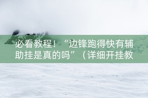 必看教程！“边锋跑得快有辅助挂是真的吗”（详细开挂教程）-哔哩哔哩