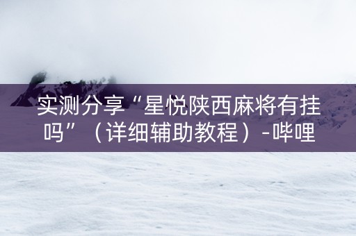 实测分享“星悦陕西麻将有挂吗”（详细辅助教程）-哔哩哔哩