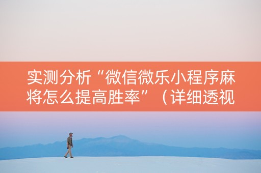 实测分析“微信微乐小程序麻将怎么提高胜率”（详细透视教程）-哔哩哔哩