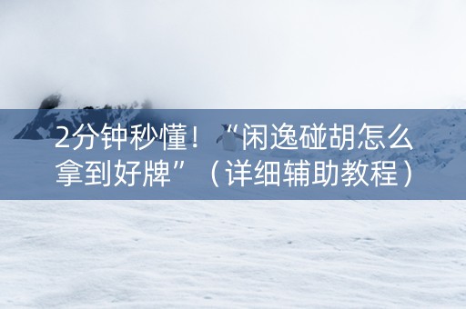 2分钟秒懂！“闲逸碰胡怎么拿到好牌”（详细辅助教程）-哔哩哔哩