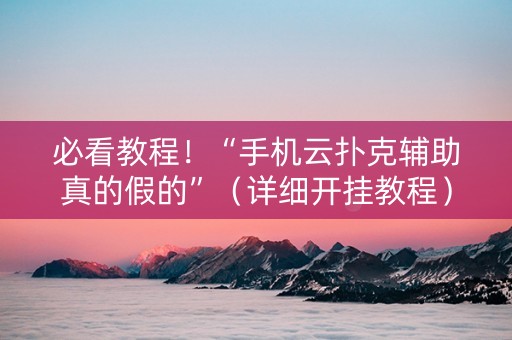 必看教程！“手机云扑克辅助真的假的”（详细开挂教程）-哔哩哔哩