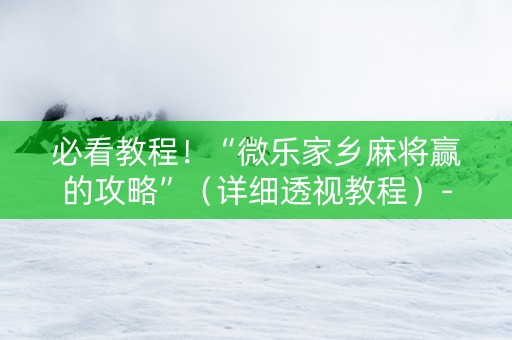 必看教程！“微乐家乡麻将赢的攻略”（详细透视教程）-哔哩哔哩