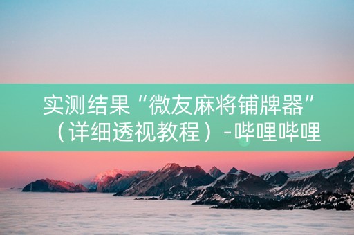 实测结果“微友麻将铺牌器”（详细透视教程）-哔哩哔哩