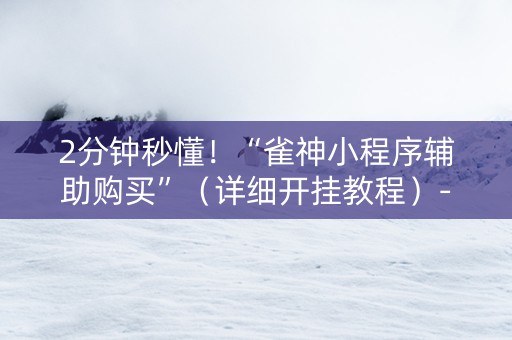 2分钟秒懂！“雀神小程序辅助购买”（详细开挂教程）-哔哩哔哩