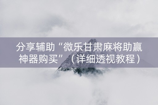 分享辅助“微乐甘肃麻将助赢神器购买”（详细透视教程）-哔哩哔哩
