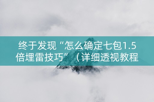 终于发现“怎么确定七包1.5倍埋雷技巧”（详细透视教程）-哔哩哔哩