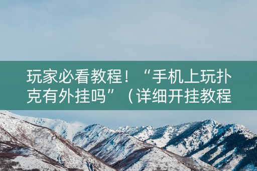 玩家必看教程！“手机上玩扑克有外挂吗”（详细开挂教程）-哔哩哔哩