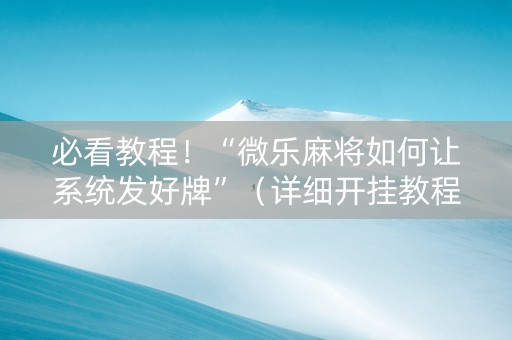 必看教程！“微乐麻将如何让系统发好牌”（详细开挂教程）-哔哩哔哩