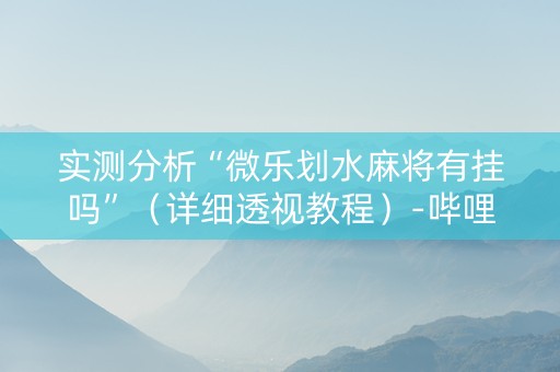 实测分析“微乐划水麻将有挂吗”（详细透视教程）-哔哩哔哩