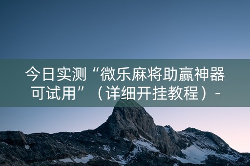 今日实测“微乐麻将助赢神器可试用”（详细开挂教程）-哔哩哔哩