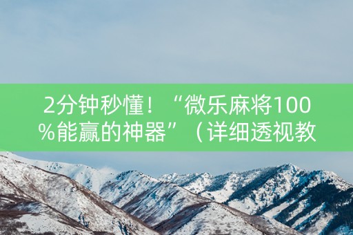 2分钟秒懂！“微乐麻将100%能赢的神器”（详细透视教程）-哔哩哔哩