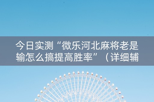 今日实测“微乐河北麻将老是输怎么搞提高胜率”（详细辅助教程）-哔哩哔哩