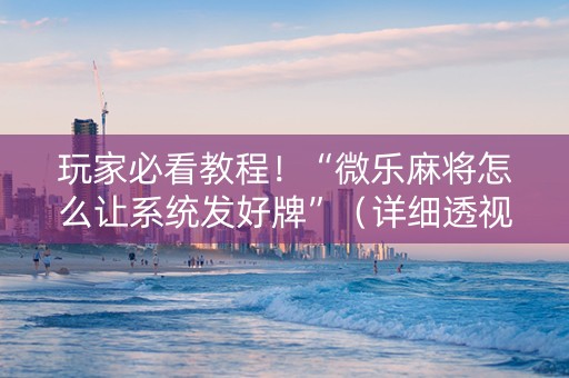 玩家必看教程！“微乐麻将怎么让系统发好牌”（详细透视教程）-哔哩哔哩