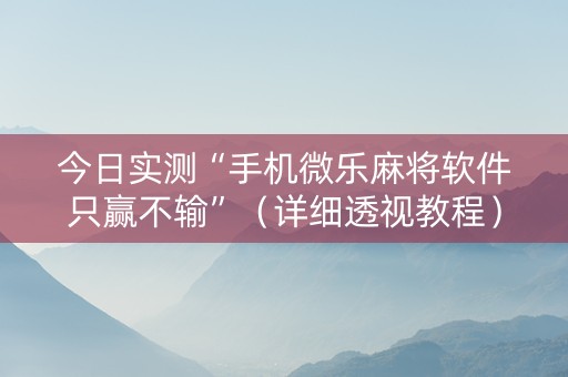 今日实测“手机微乐麻将软件只赢不输”（详细透视教程）-哔哩哔哩
