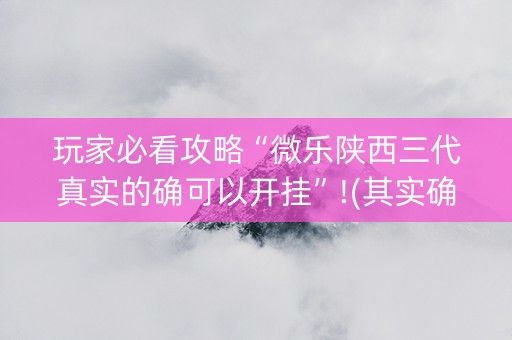 玩家必看攻略“微乐陕西三代真实的确可以开挂”!(其实确实有挂)-知乎