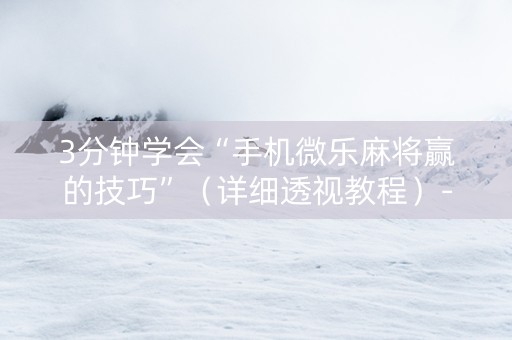 3分钟学会“手机微乐麻将赢的技巧”（详细透视教程）-哔哩哔哩